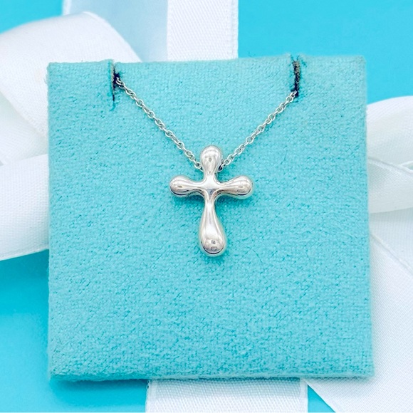 💎 Tiffany Cross Elsa Peretti Pendand Necklace w/Dust bag - Main Image